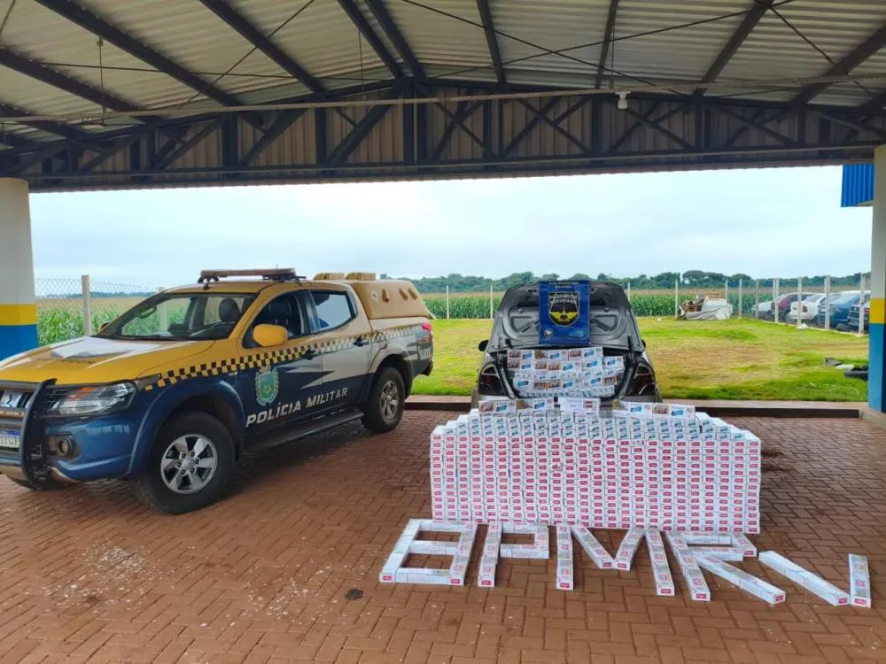  PMR apreende carga de cigarros contrabandeados após perseguição em Maracaju