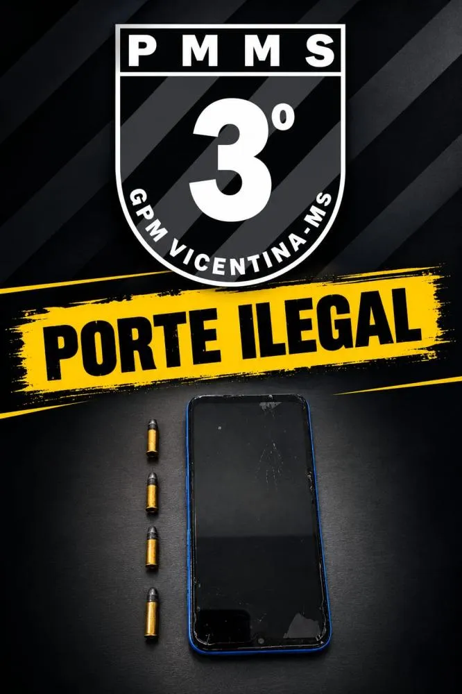 PM prende homem com quatro munições calibre .22 durante abordagem em Vicentina